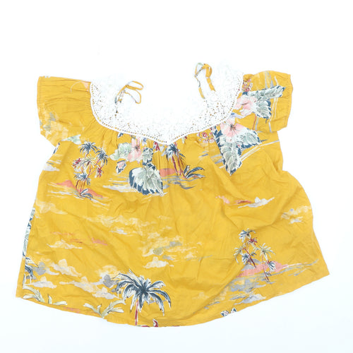 Benetton Women’s Yellow Bohemian Cotton Blouse XS