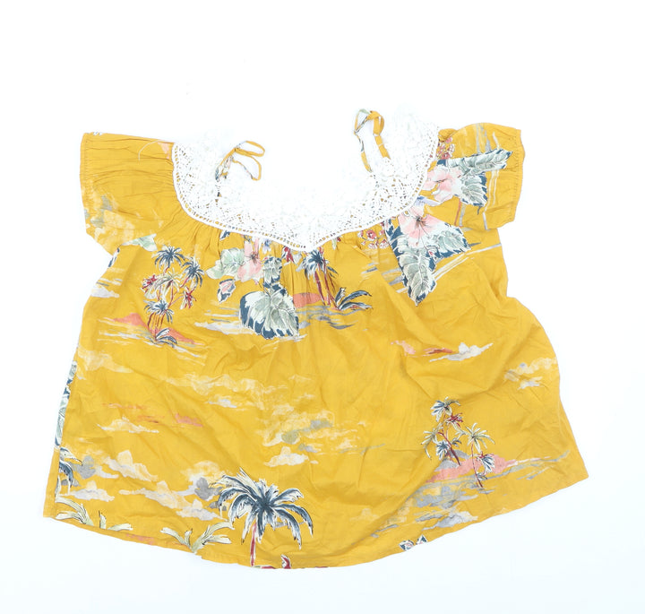 Benetton Women’s Yellow Bohemian Cotton Blouse XS