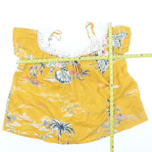 Benetton Women’s Yellow Bohemian Cotton Blouse XS