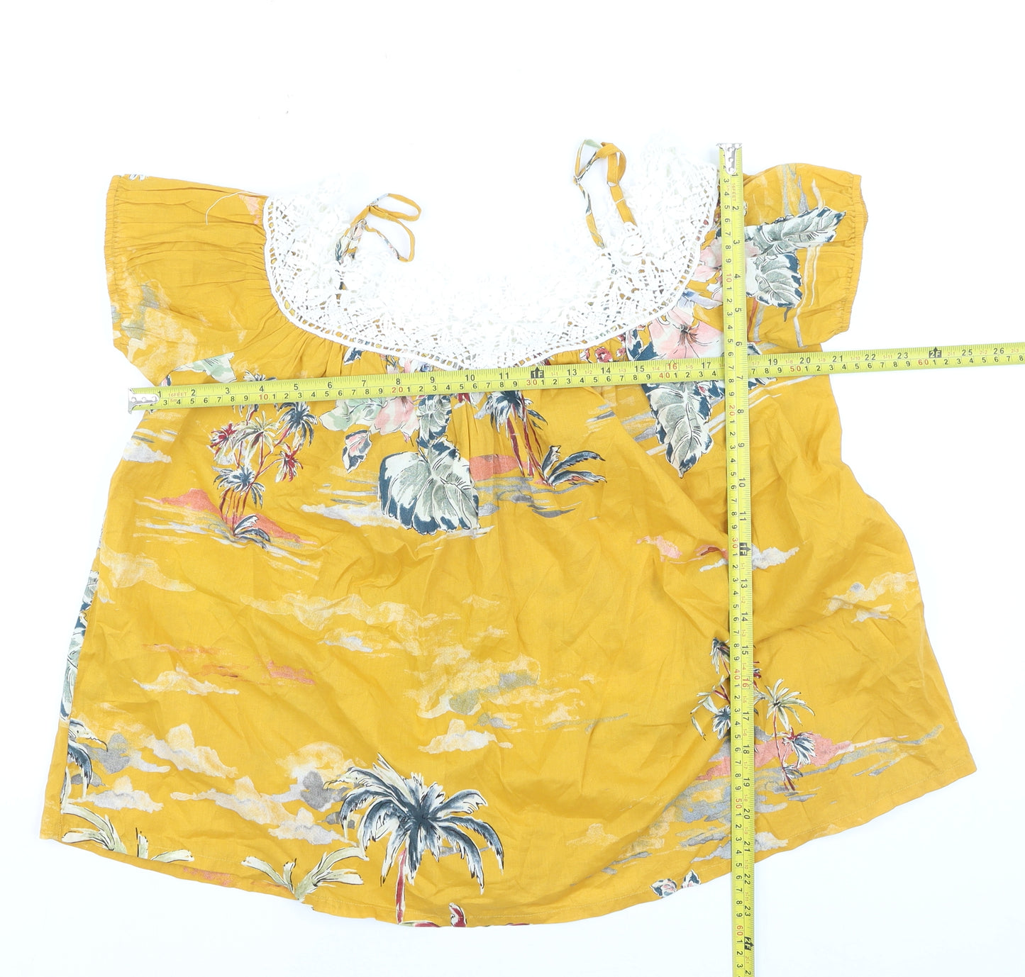 Benetton Women’s Yellow Bohemian Cotton Blouse XS