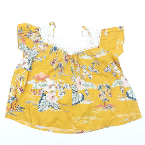 Benetton Women’s Yellow Bohemian Cotton Blouse XS