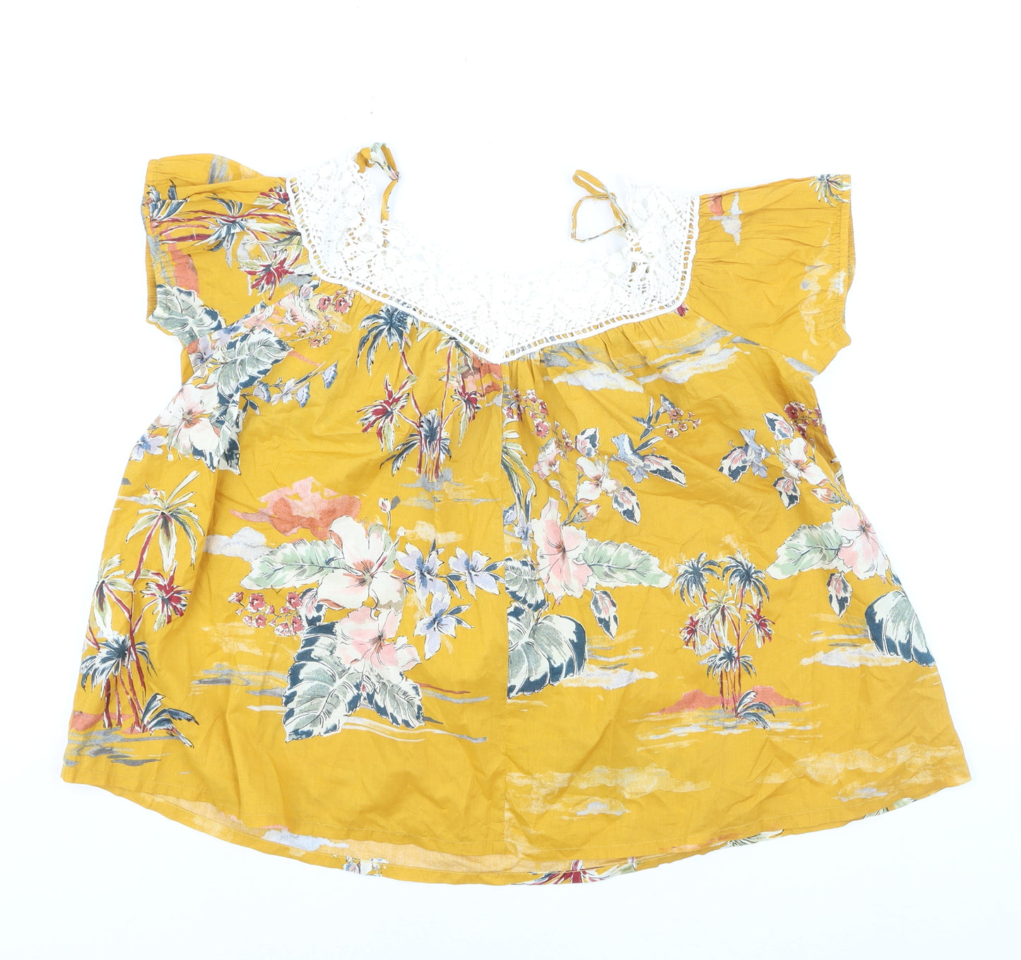 Benetton Women’s Yellow Bohemian Cotton Blouse XS