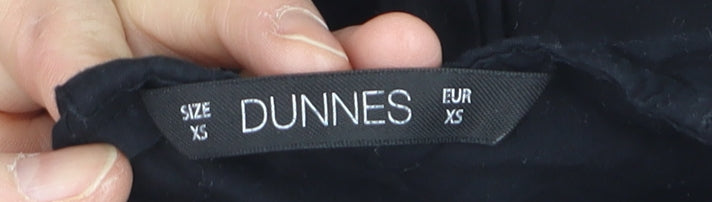 Dunnes Women Black Cotton Lace Detail Short Sleeve Blouse XS
