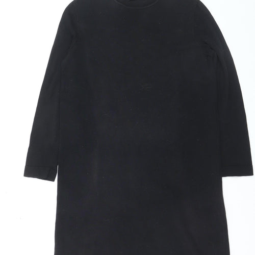 COS Women Black Wool Blend Shift Dress Size S Long Sleeve