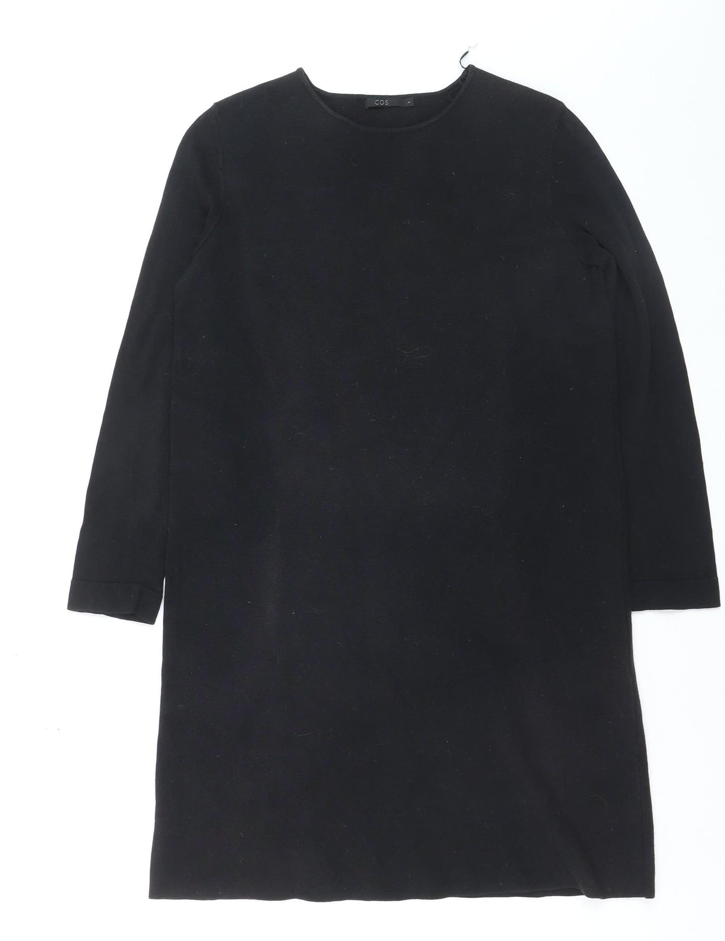 COS Women Black Wool Blend Shift Dress Size S Long Sleeve