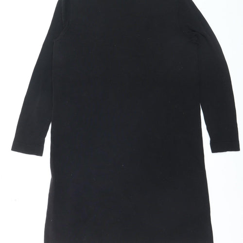COS Women Black Wool Blend Shift Dress Size S Long Sleeve