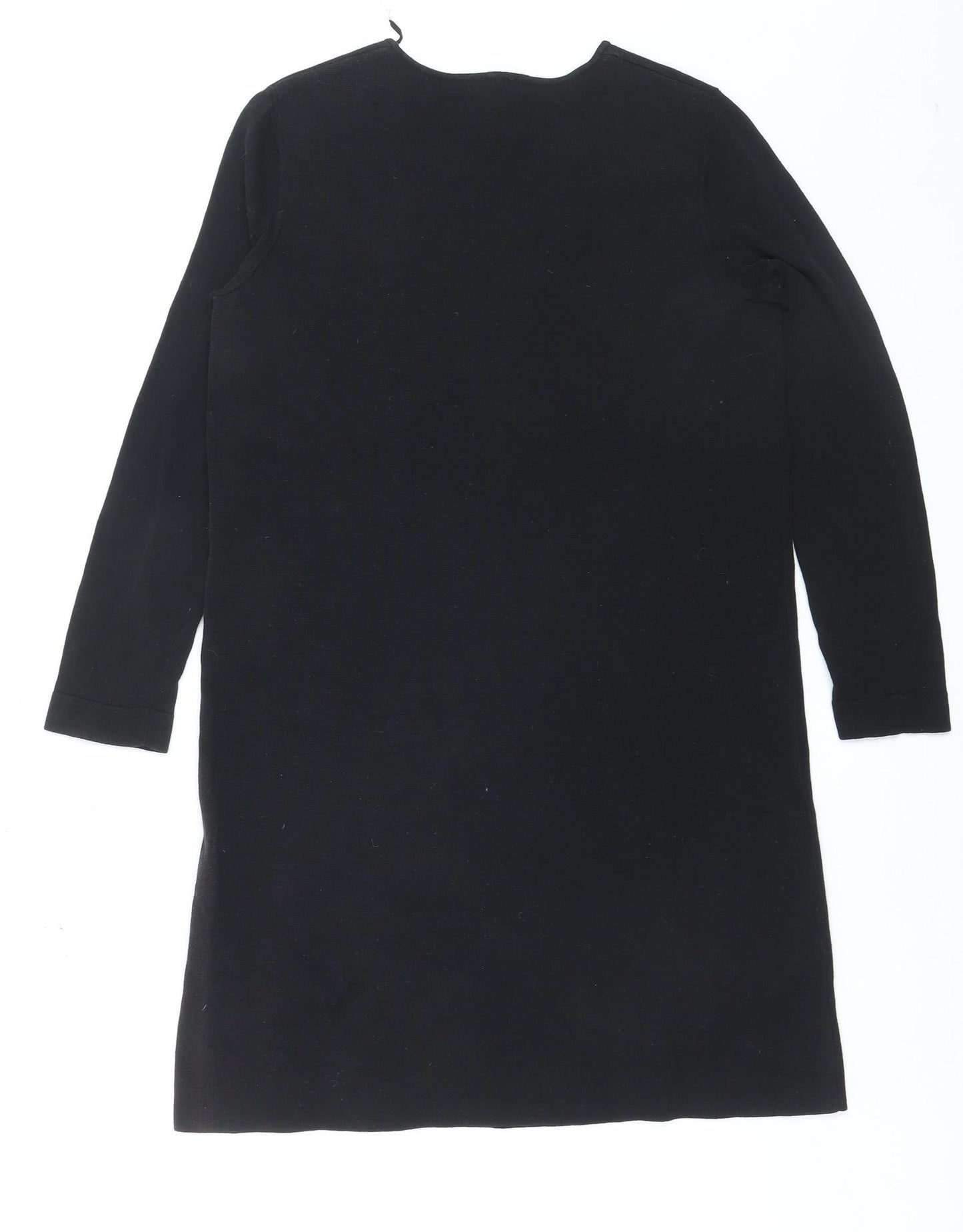 COS Women Black Wool Blend Shift Dress Size S Long Sleeve