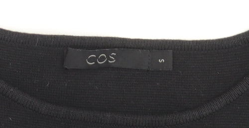 COS Women Black Wool Blend Shift Dress Size S Long Sleeve