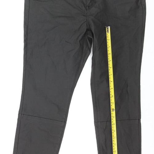 Next Women's Black High Rise Skinny Faux Leather Trousers Size 18 Short