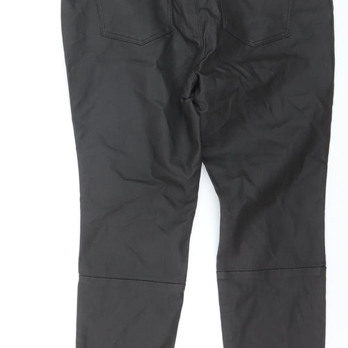 Next Women's Black High Rise Skinny Faux Leather Trousers Size 18 Short
