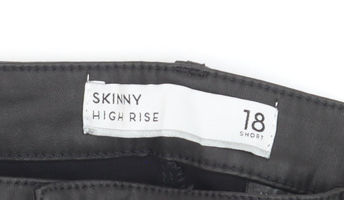Next Women's Black High Rise Skinny Faux Leather Trousers Size 18 Short