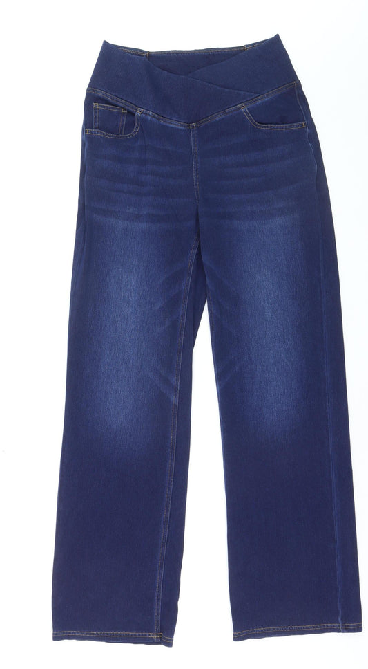 Halara Women’s Blue Wide-Leg Stretch Denim Jeans Size M Regular Fit