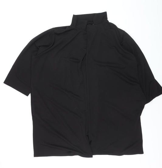 Boohoo Women Black Size 24 High Neck Short Sleeve Cardigan