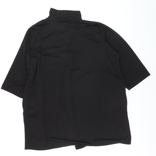 Boohoo Women Black Size 24 High Neck Short Sleeve Cardigan