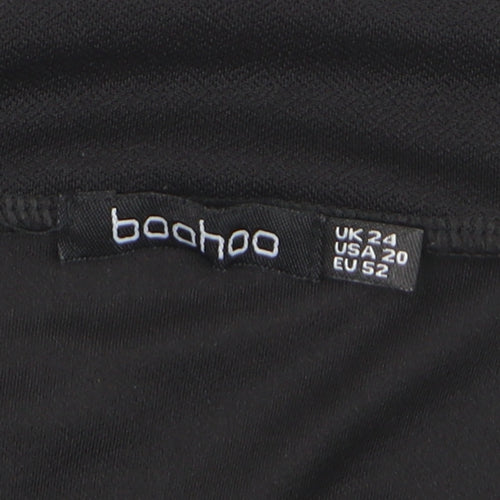 Boohoo Women Black Size 24 High Neck Short Sleeve Cardigan