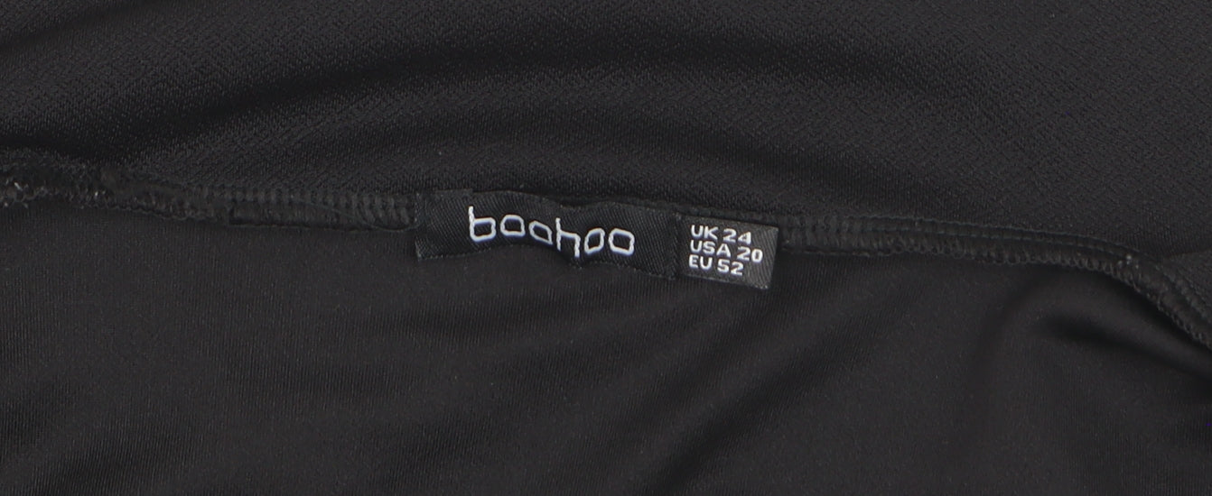 Boohoo Women Black Size 24 High Neck Short Sleeve Cardigan