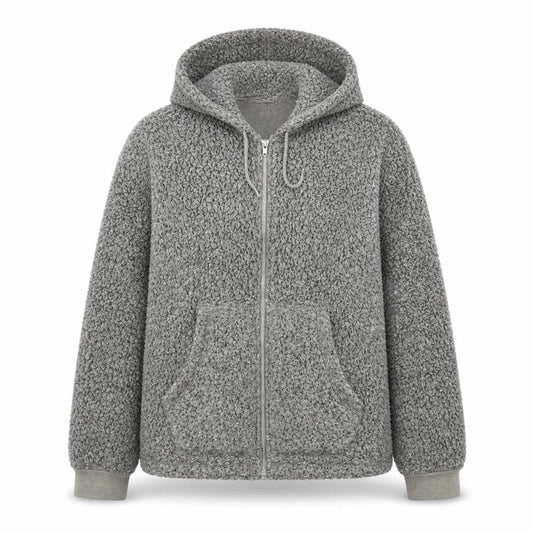 Front view of Next Women Grey Hooded Fleece Zip Jacket, size S
