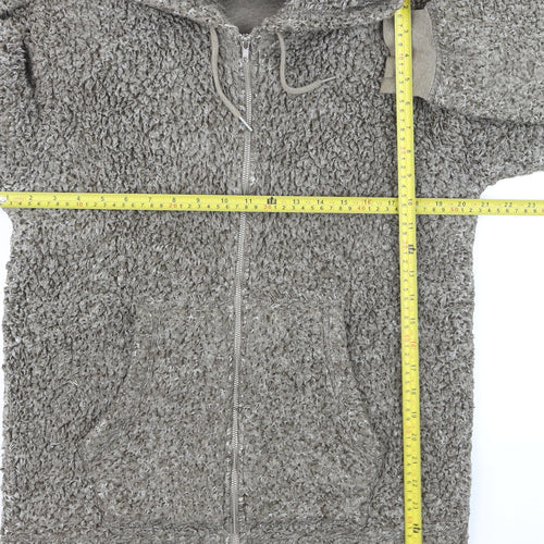 Next Women Grey Hooded Fleece Zip Jacket Size S