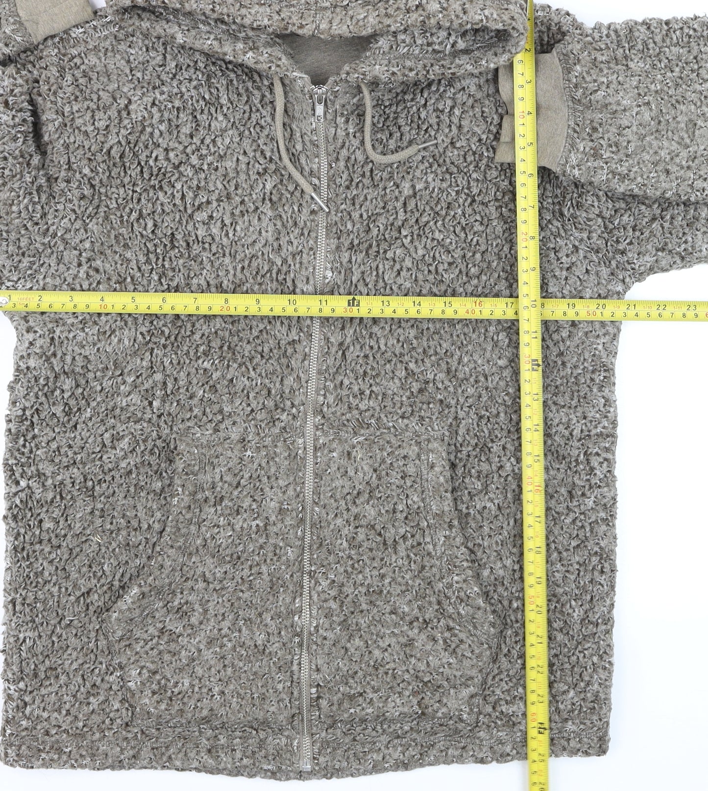 Next Women Grey Hooded Fleece Zip Jacket Size S