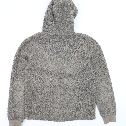 Next Women Grey Hooded Fleece Zip Jacket Size S