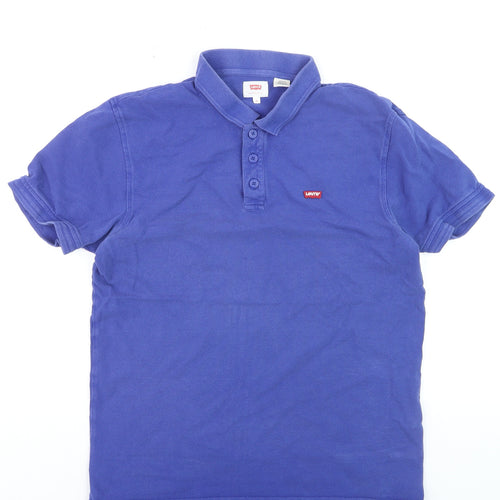Levi's Men's Blue Short Sleeve Cotton Polo Shirt Size M