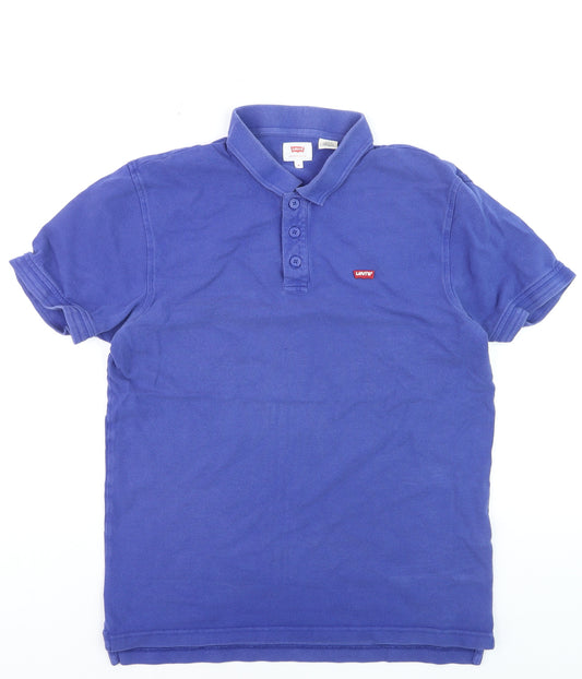 Levi's Men's Blue Short Sleeve Cotton Polo Shirt Size M