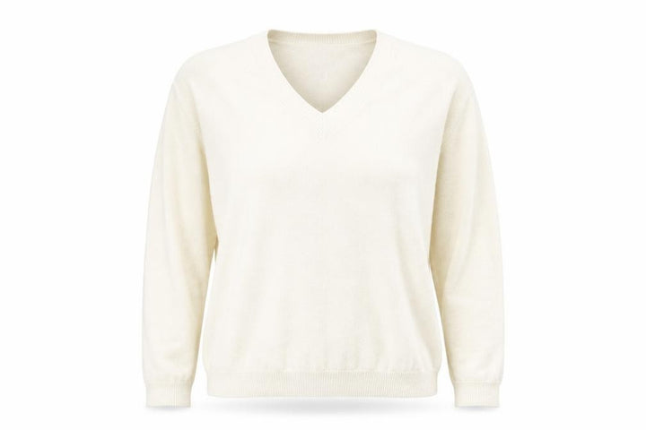 Gap Women Ivory V-Neck Linen Blend Pullover Jumper Size M