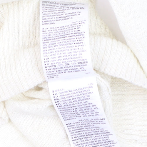 GAP Women Ivory V-Neck Linen Blend Pullover Jumper Size M