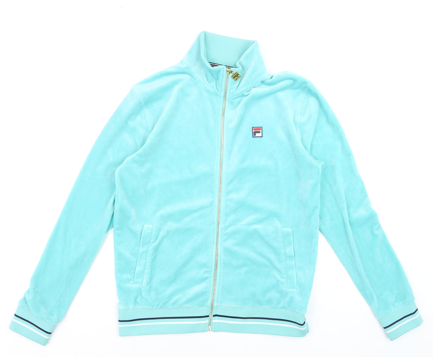 Fila Men's Blue Track Jacket M Velour Full Zip Retro Sportswear
