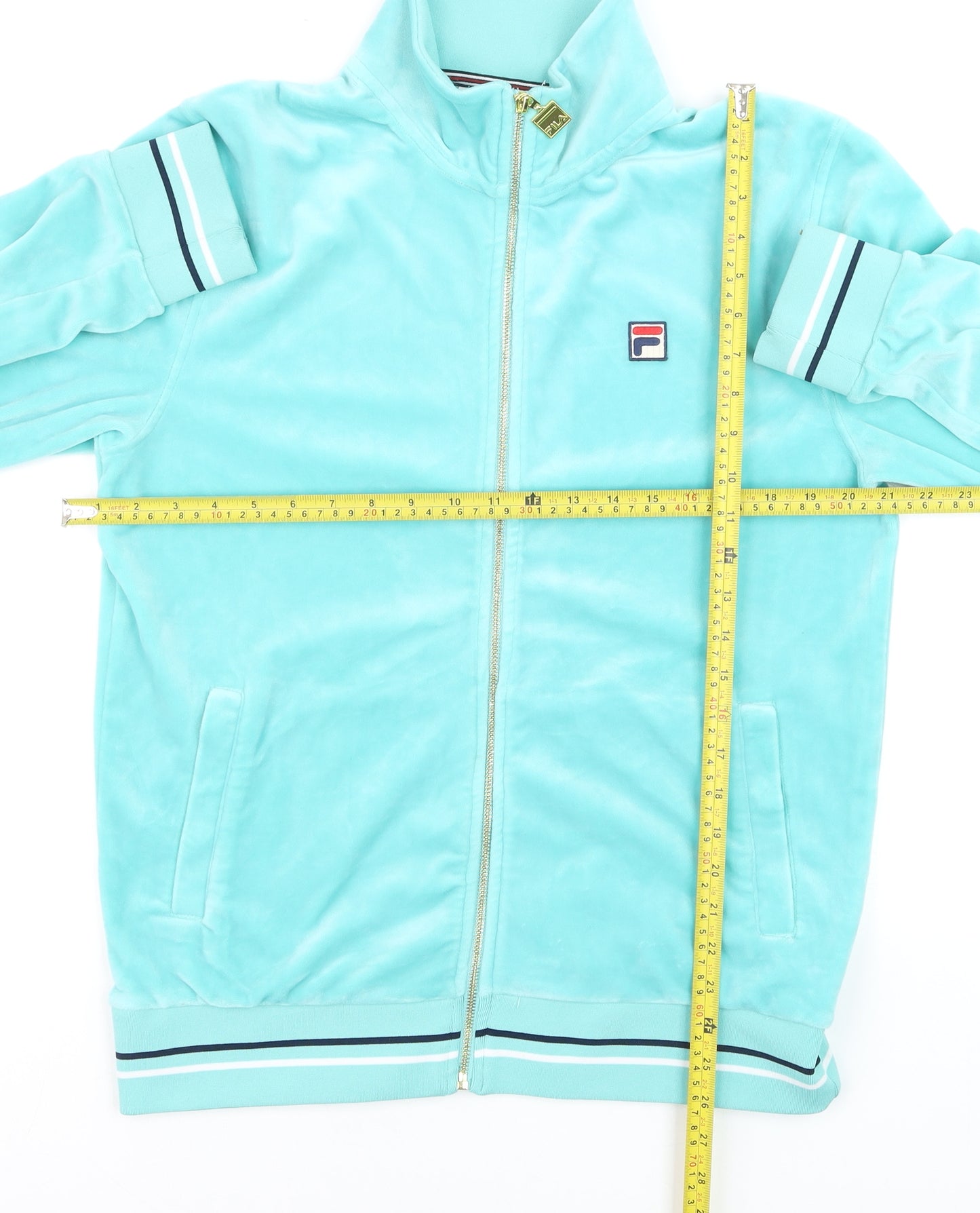 Fila Men's Blue Track Jacket M Velour Full Zip Retro Sportswear
