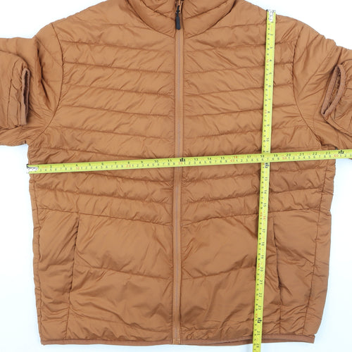 Jack & Jones Men's Brown XL Puffer Jacket Full Zip Lightweight Coat
