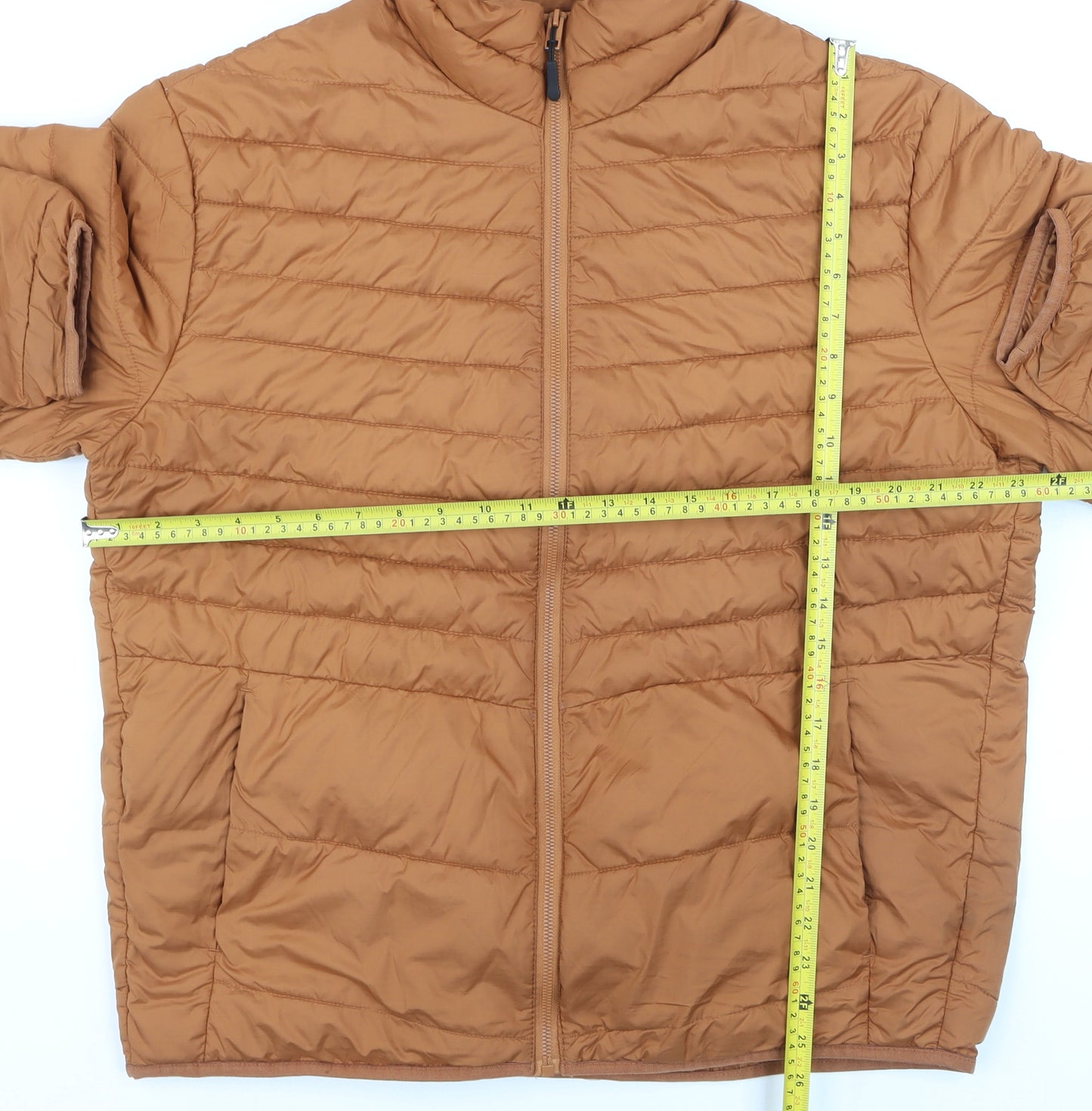 Jack & Jones Men's Brown XL Puffer Jacket Full Zip Lightweight Coat