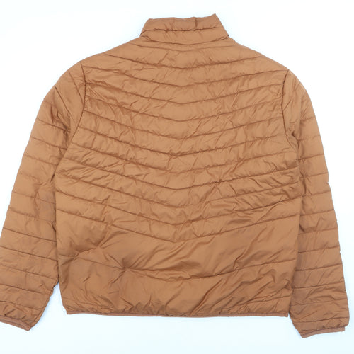 Jack & Jones Men's Brown XL Puffer Jacket Full Zip Lightweight Coat