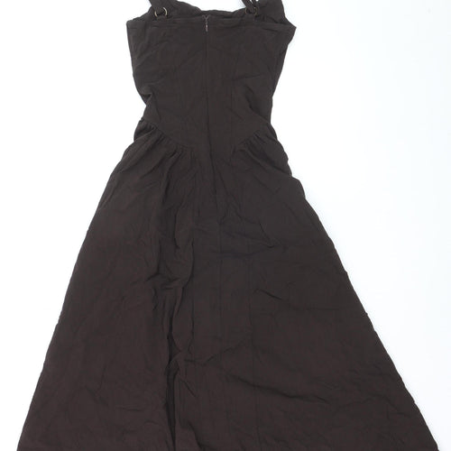 PrettyLittleThing Womens Black Midi Slip Dress Size 8 Adjustable Straps
