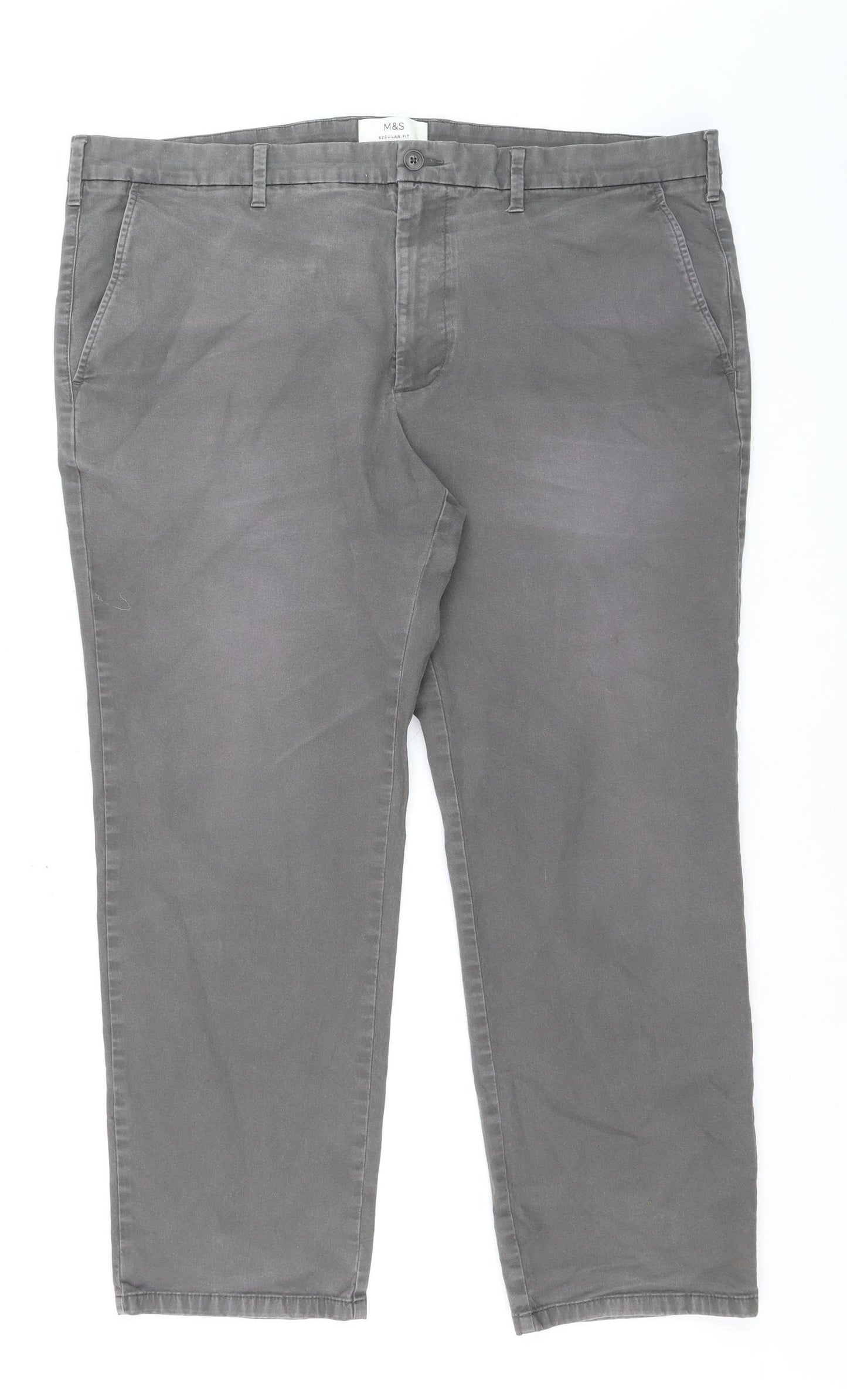 Marks and Spencer Men's Grey Regular Fit Straight Jeans Size 42