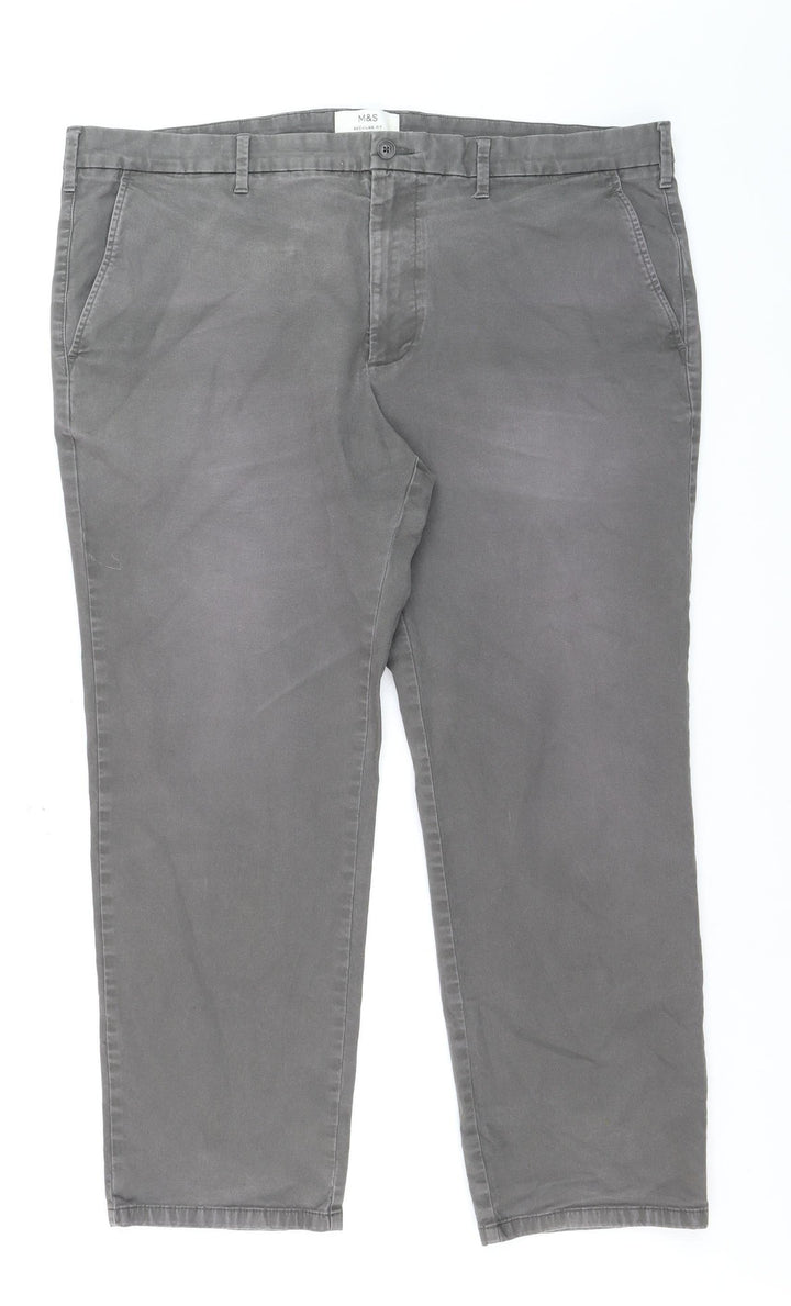 Marks and Spencer Men's Grey Regular Fit Straight Jeans Size 42