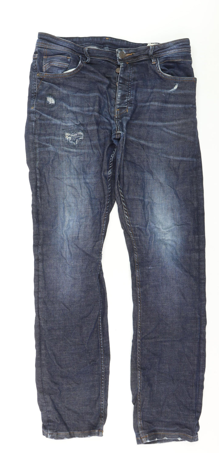 Primark Men’s Blue Straight Denim Jeans Size L W34 L34 Stretch