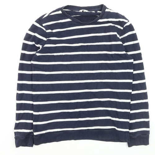 Next Women's Blue Striped Cotton Crew Neck Pullover Jumper Size S