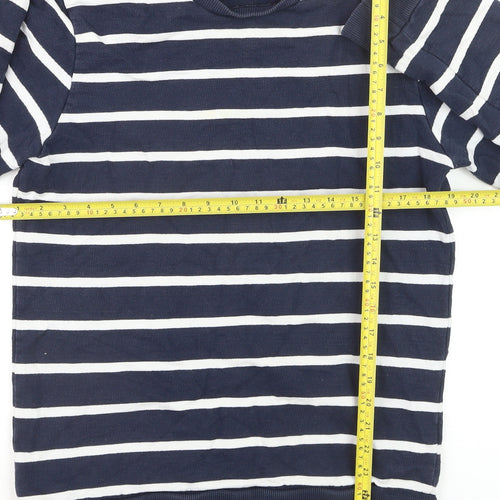 Next Women's Blue Striped Cotton Crew Neck Pullover Jumper Size S