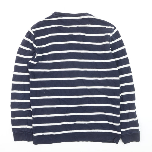 Next Women's Blue Striped Cotton Crew Neck Pullover Jumper Size S