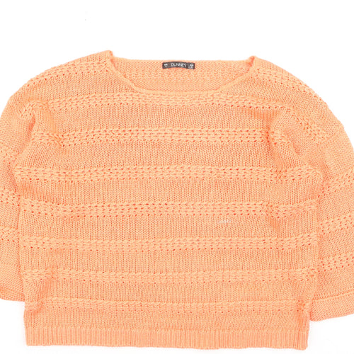 Dunnes Women's Orange Short Sleeve Knit Pullover Jumper Size S
