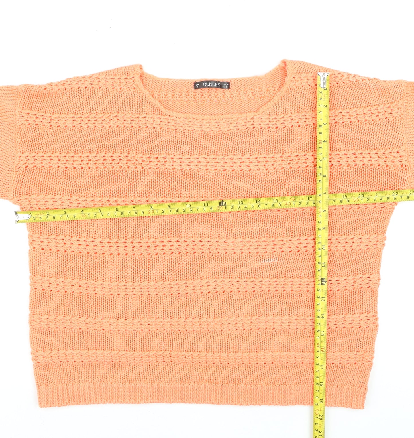Dunnes Women's Orange Short Sleeve Knit Pullover Jumper Size S