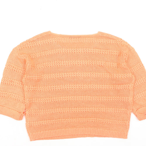 Dunnes Women's Orange Short Sleeve Knit Pullover Jumper Size S