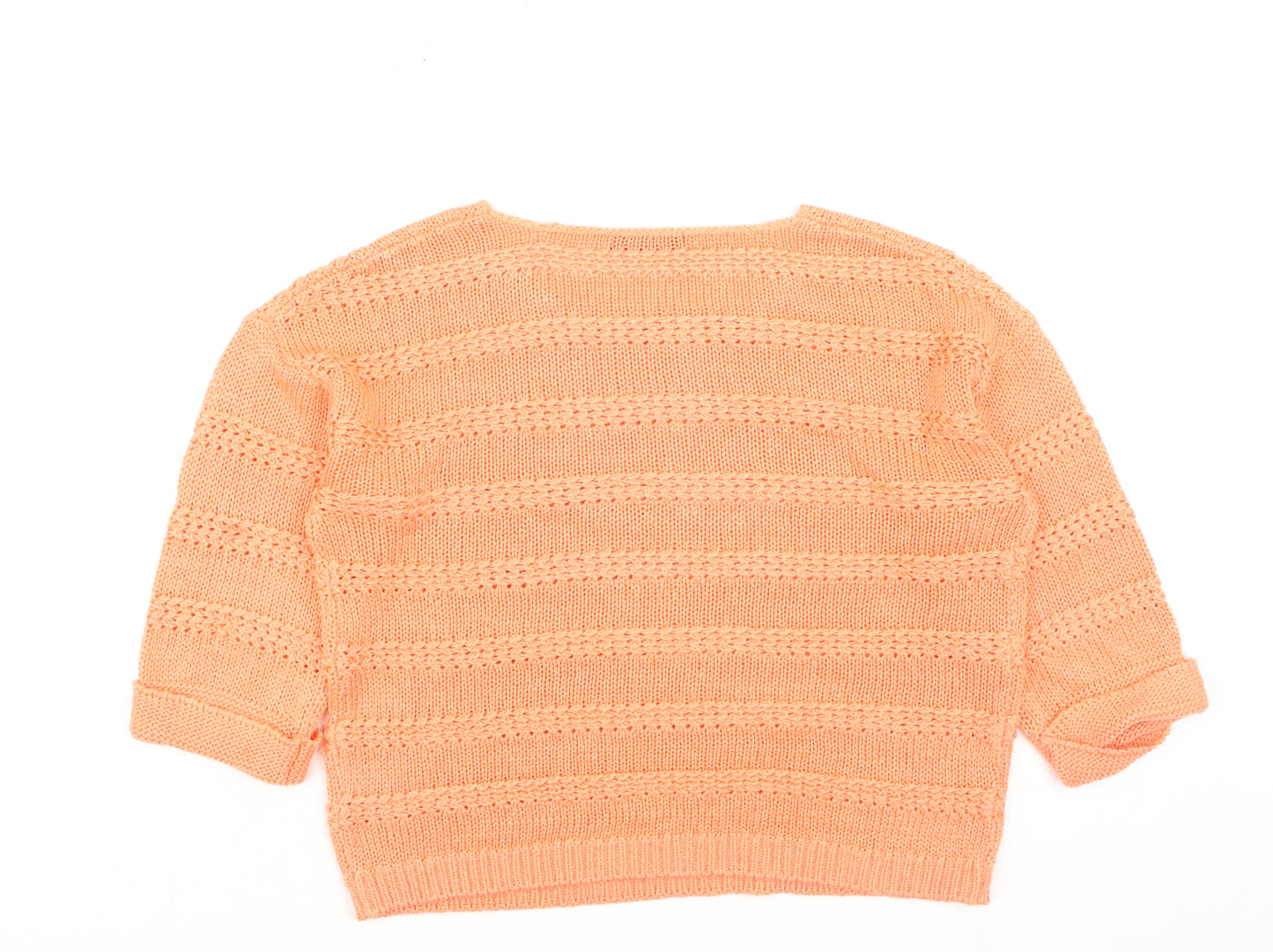 Dunnes Women's Orange Short Sleeve Knit Pullover Jumper Size S