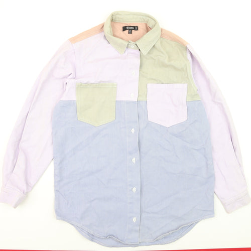 Missguided Womens Multicoloured Cotton Button-Up Shirt Size 6