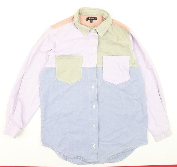 Missguided Womens Multicoloured Cotton Button-Up Shirt Size 6