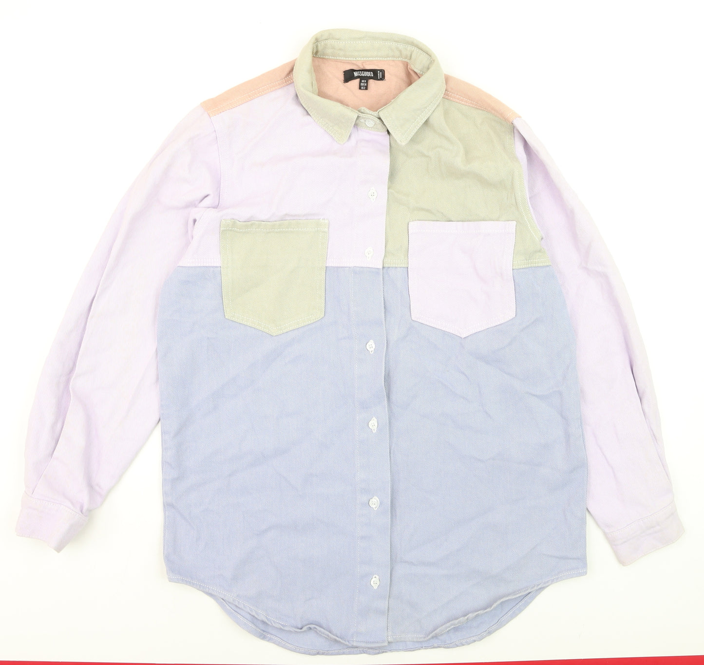 Missguided Womens Multicoloured Cotton Button-Up Shirt Size 6