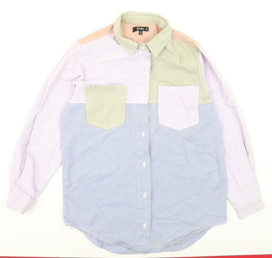 Missguided Womens Multicoloured Cotton Button-Up Shirt Size 6