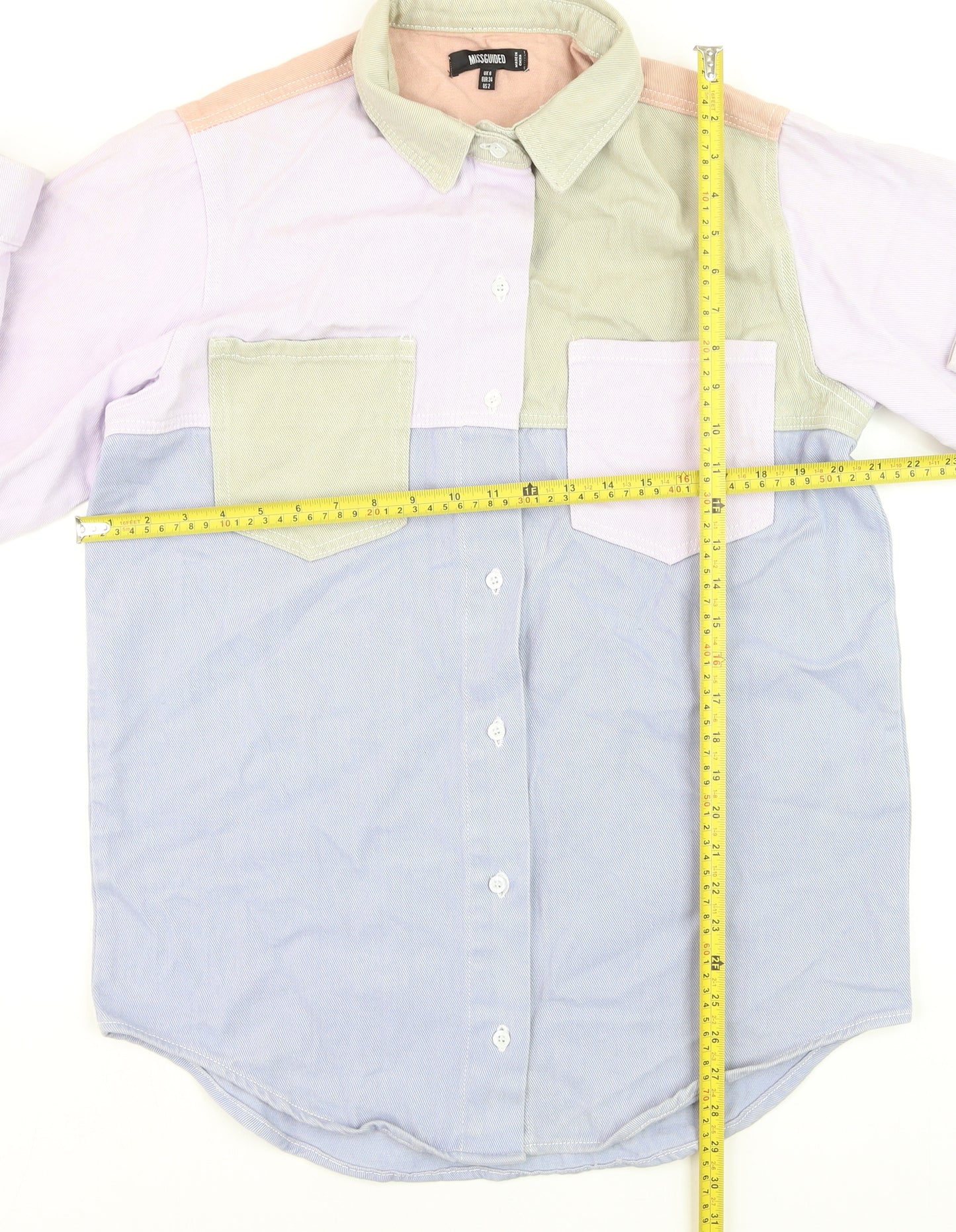 Missguided Womens Multicoloured Cotton Button-Up Shirt Size 6