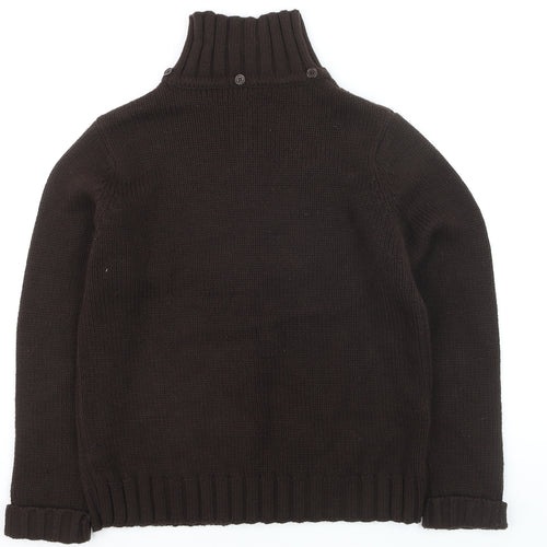 St. Bernard Women Brown Wool Cable Knit Full Zip Jumper M